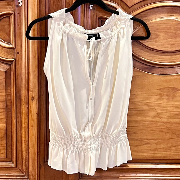 Theory Dezzie Sleeveless Ivory Silk Blouse Size Small - Picture 2 of 7